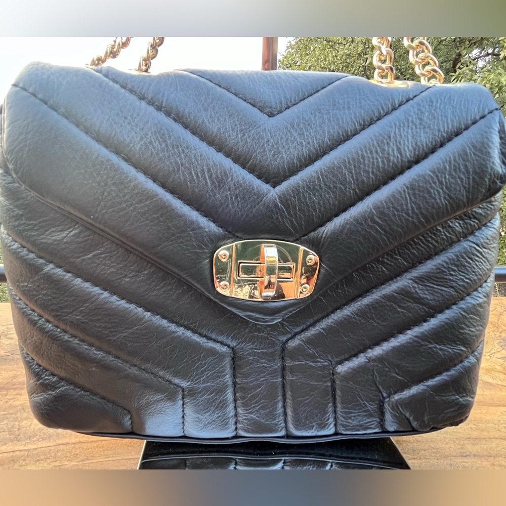 EUC Divina Firenze Black Italian Leather Shoulder/Crossbody Bag